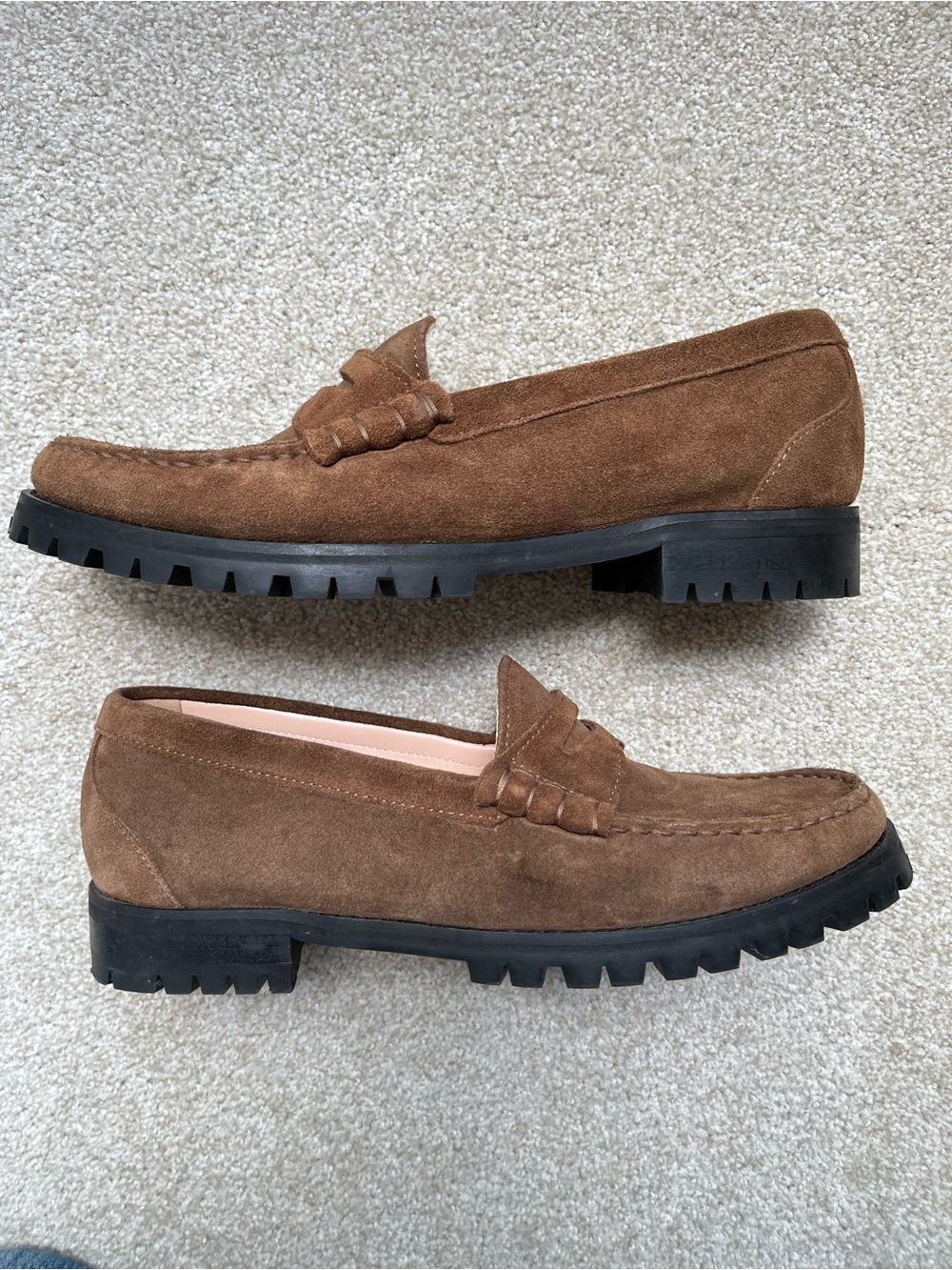 J Crew Winona Lug-Sole Penny Loafers in Brown Suede Size 8 - Picture 8 of 8